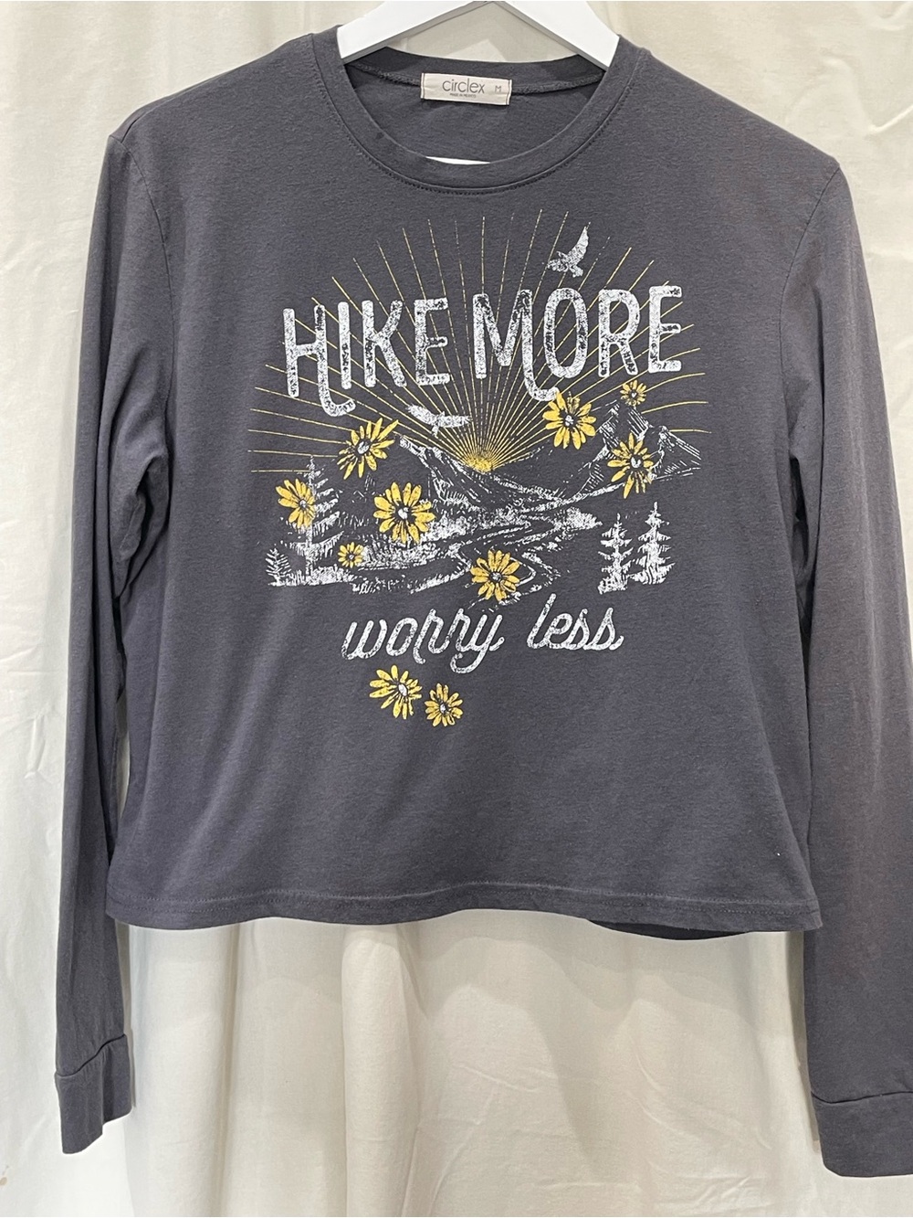 Women's Charcoal Long-Sleeve 'Hike More' Graphic Tee